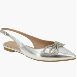 BCBGeneration Kristin Pointed Toe Rhinestone Bow Detail Slingback Mule